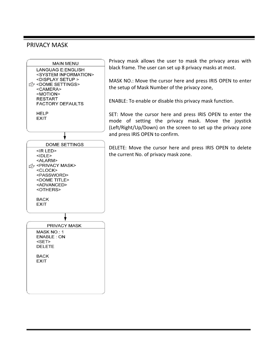 Privacy mask | COP-USA CD55-SDI-IRWPTK User Manual | Page 31 / 54