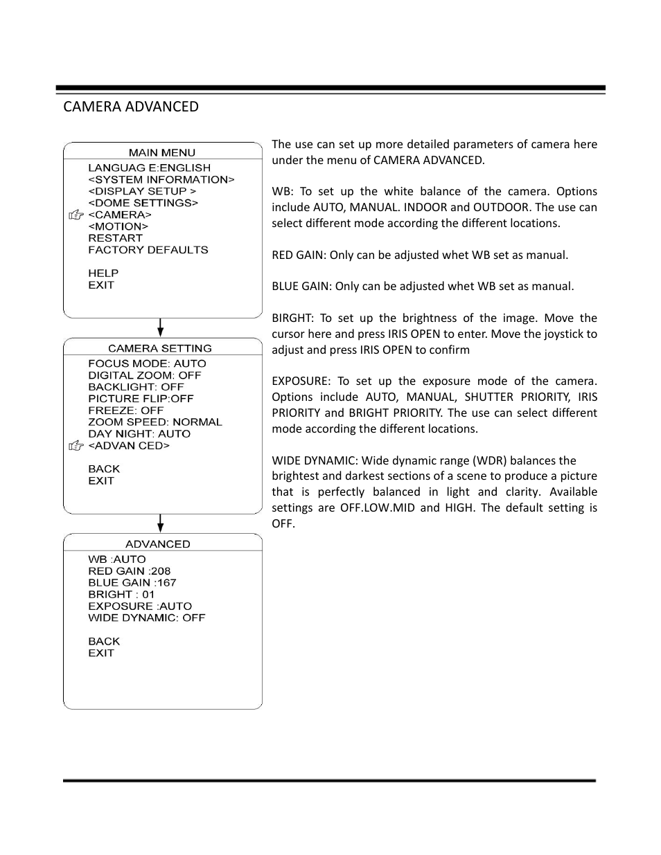 Camera advanced | COP-USA CD55-SDI-IRWPTK User Manual | Page 44 / 54