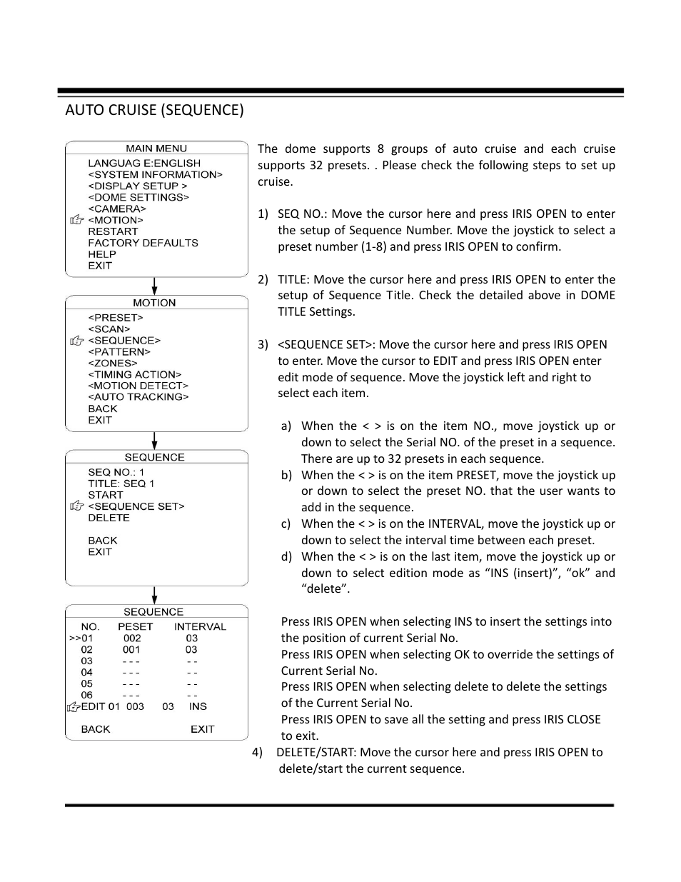 Auto cruise (sequence) | COP-USA CD55-SDI-IRWPTK User Manual | Page 47 / 54