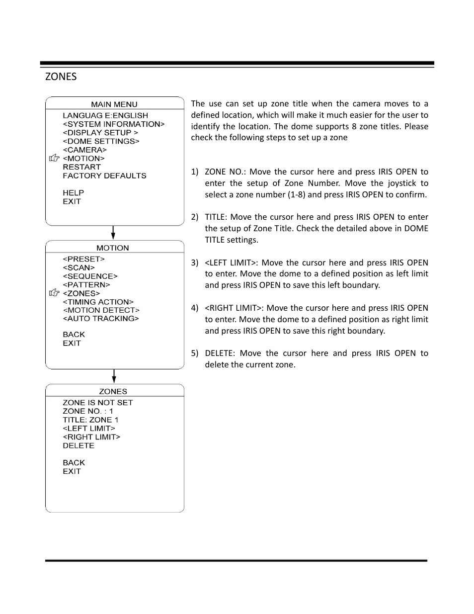 Zones | COP-USA CD55-SDI-IRWPTK User Manual | Page 49 / 54