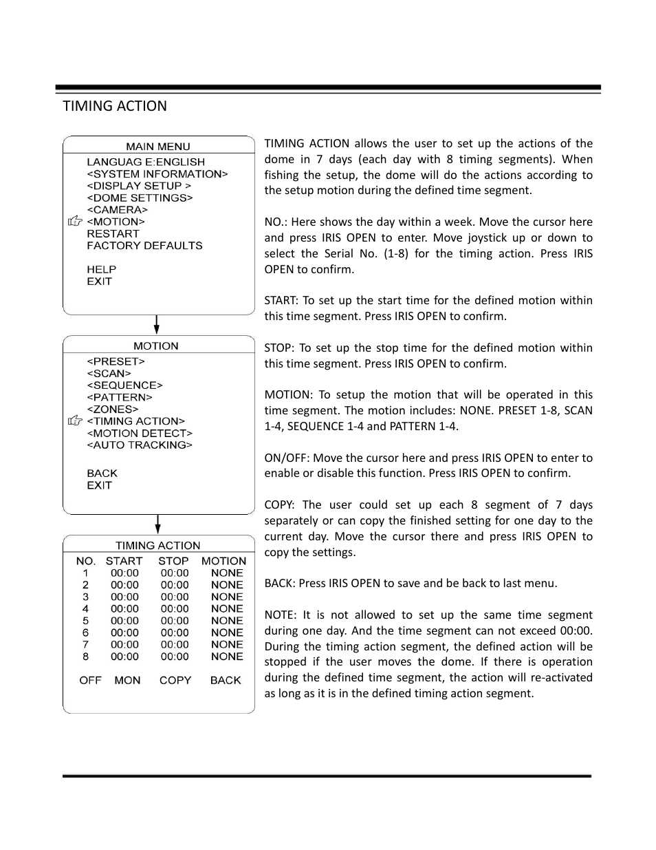 Timing action | COP-USA CD55-SDI-IRWPTK User Manual | Page 50 / 54