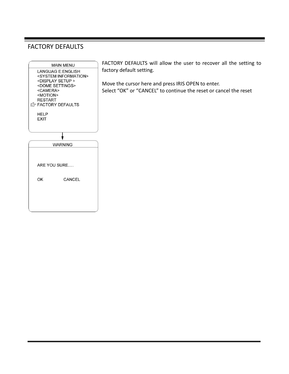 Factory defaults | COP-USA CD55-SDI-IRWPTK User Manual | Page 54 / 54
