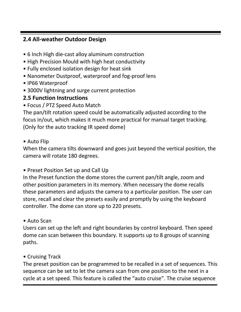 4 all‐weather outdoor design, 5 function instructions | COP-USA CD55-SDI-IRWPTK User Manual | Page 7 / 54