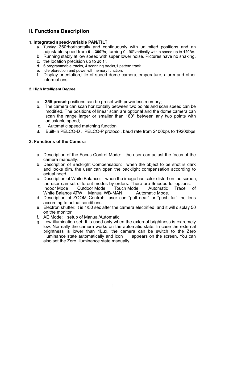 Ii. functions description | COP-USA CD55-H-SDI User Manual | Page 5 / 29