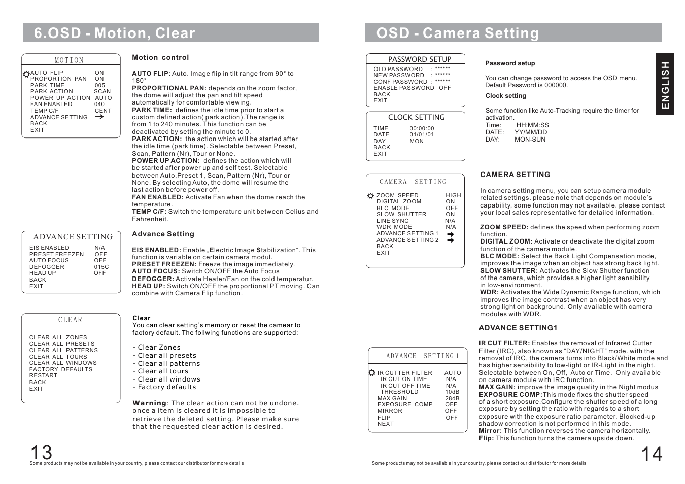 Osd - motion, clear osd - camera setting, English | COP-USA CD55-SDI User Manual | Page 9 / 15