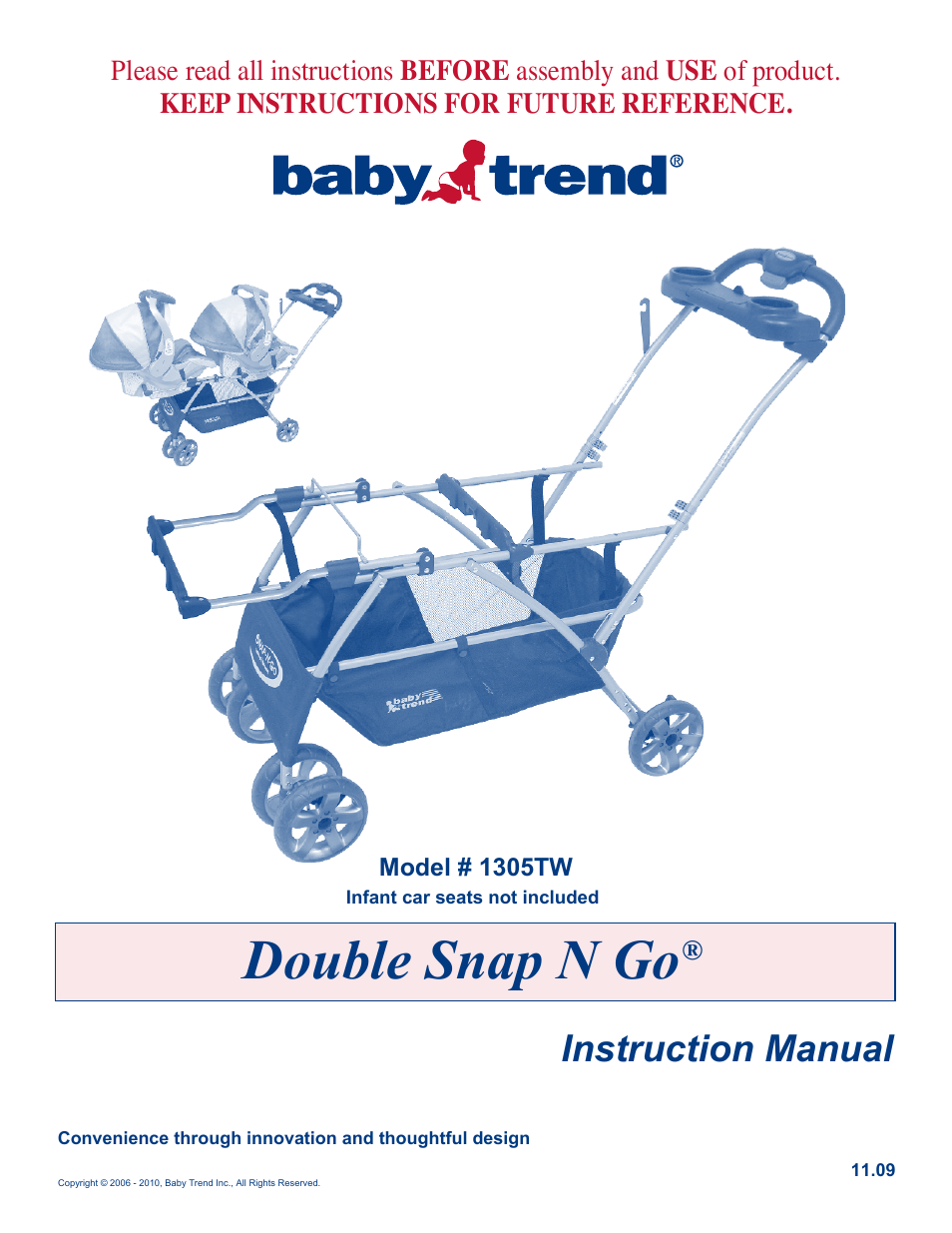 Baby Trend DOUBLE SNAP N GO 1305TW User Manual | 6 pages