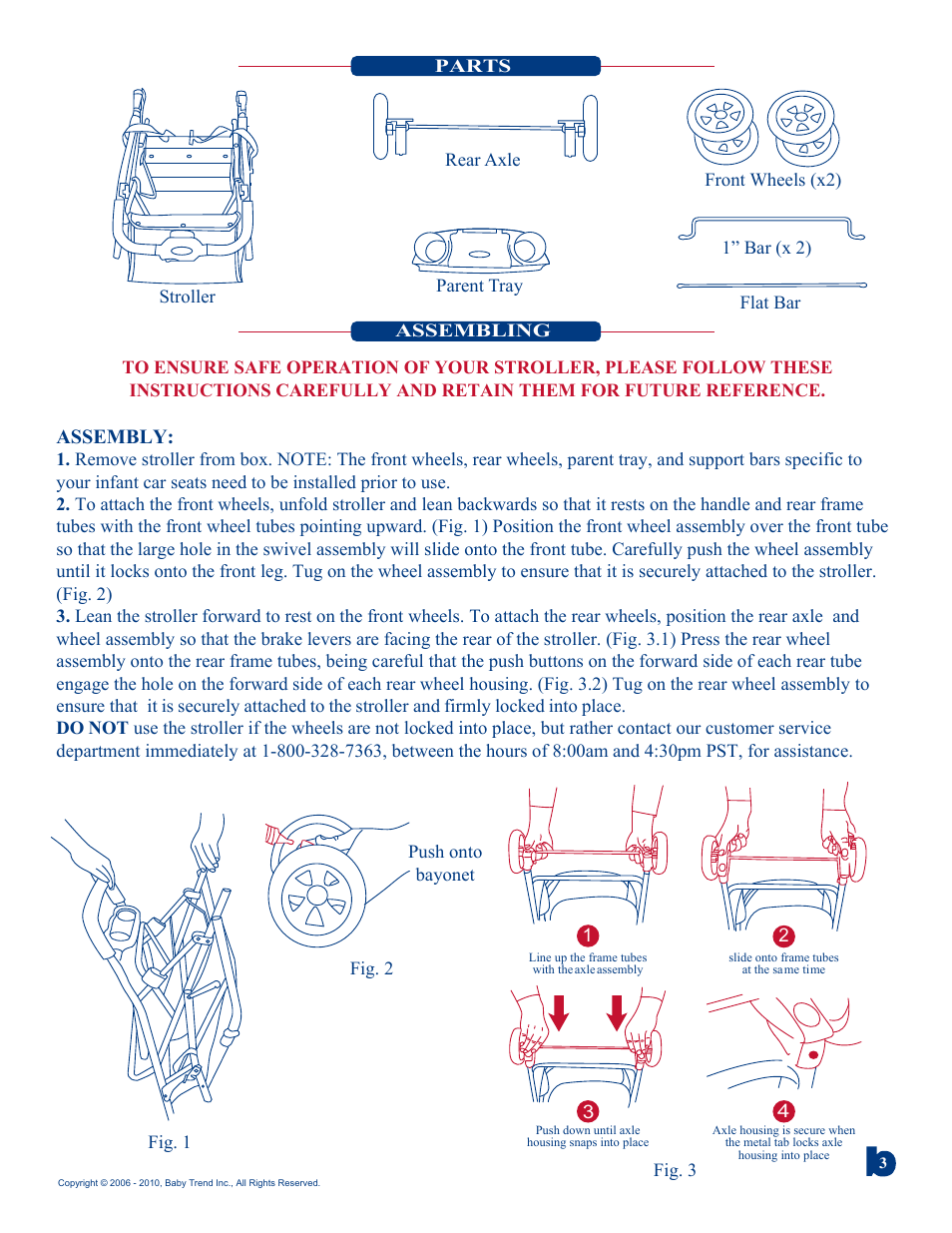 Assembly | Baby Trend DOUBLE SNAP N GO 1305TW User Manual | Page 3 / 6