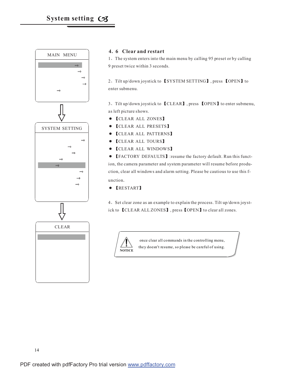 S ystem setting | COP-USA CD58NV-MTS18 User Manual | Page 17 / 50