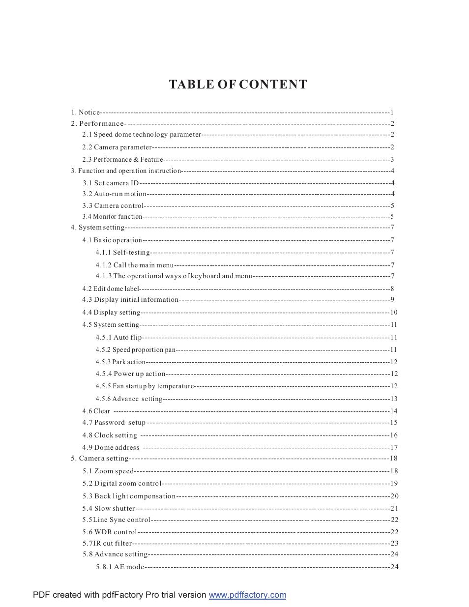 Table of content | COP-USA CD58NV-MTS18 User Manual | Page 2 / 50