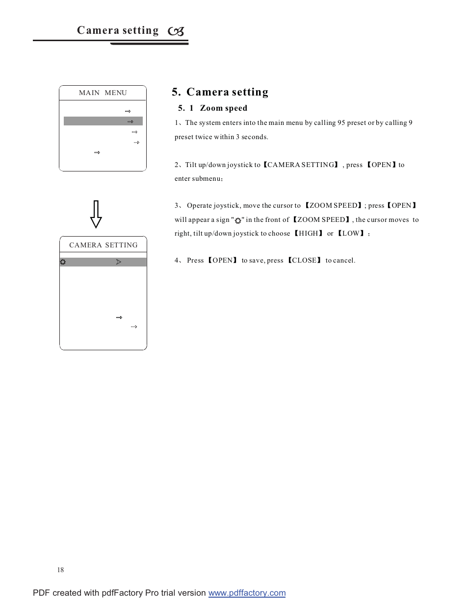 Camera setting, C amera settin g | COP-USA CD58NV-MTS18 User Manual | Page 21 / 50