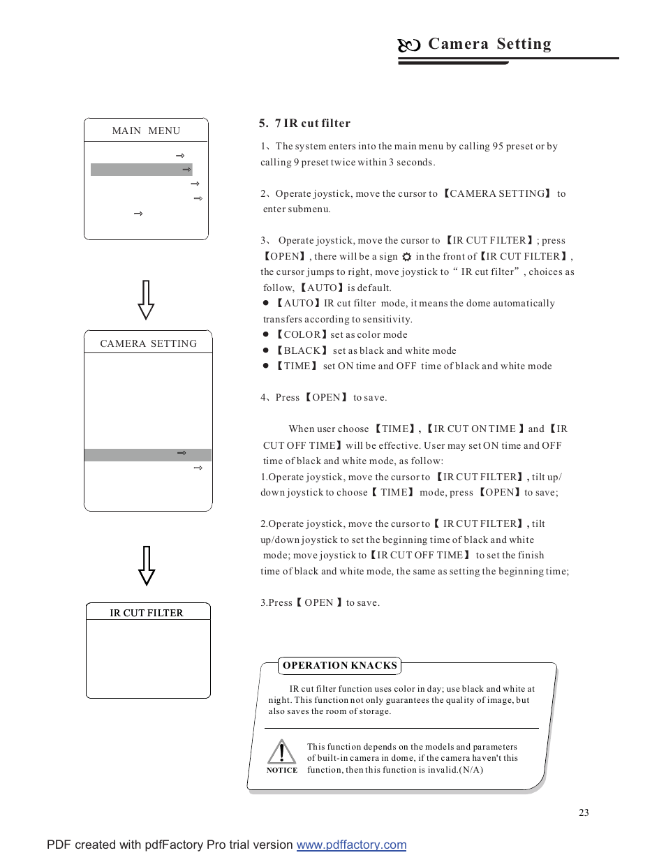 Camera setting | COP-USA CD58NV-MTS18 User Manual | Page 26 / 50