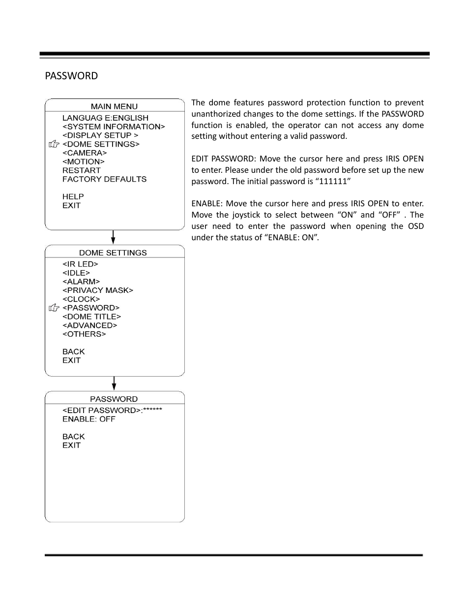Password | COP-USA CD59NV-IR35YK User Manual | Page 34 / 55