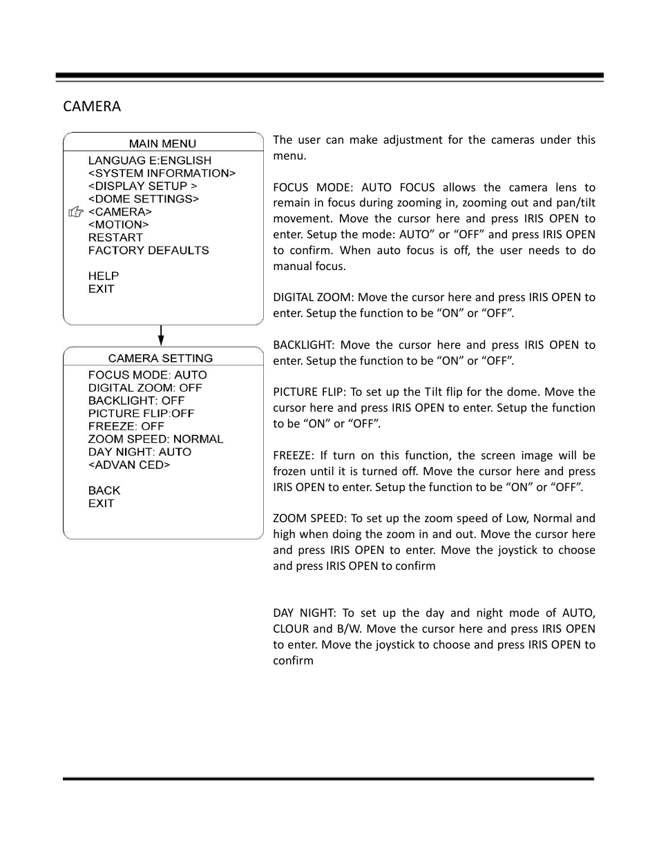 Camera | COP-USA CD59NV-IR35YK User Manual | Page 44 / 55