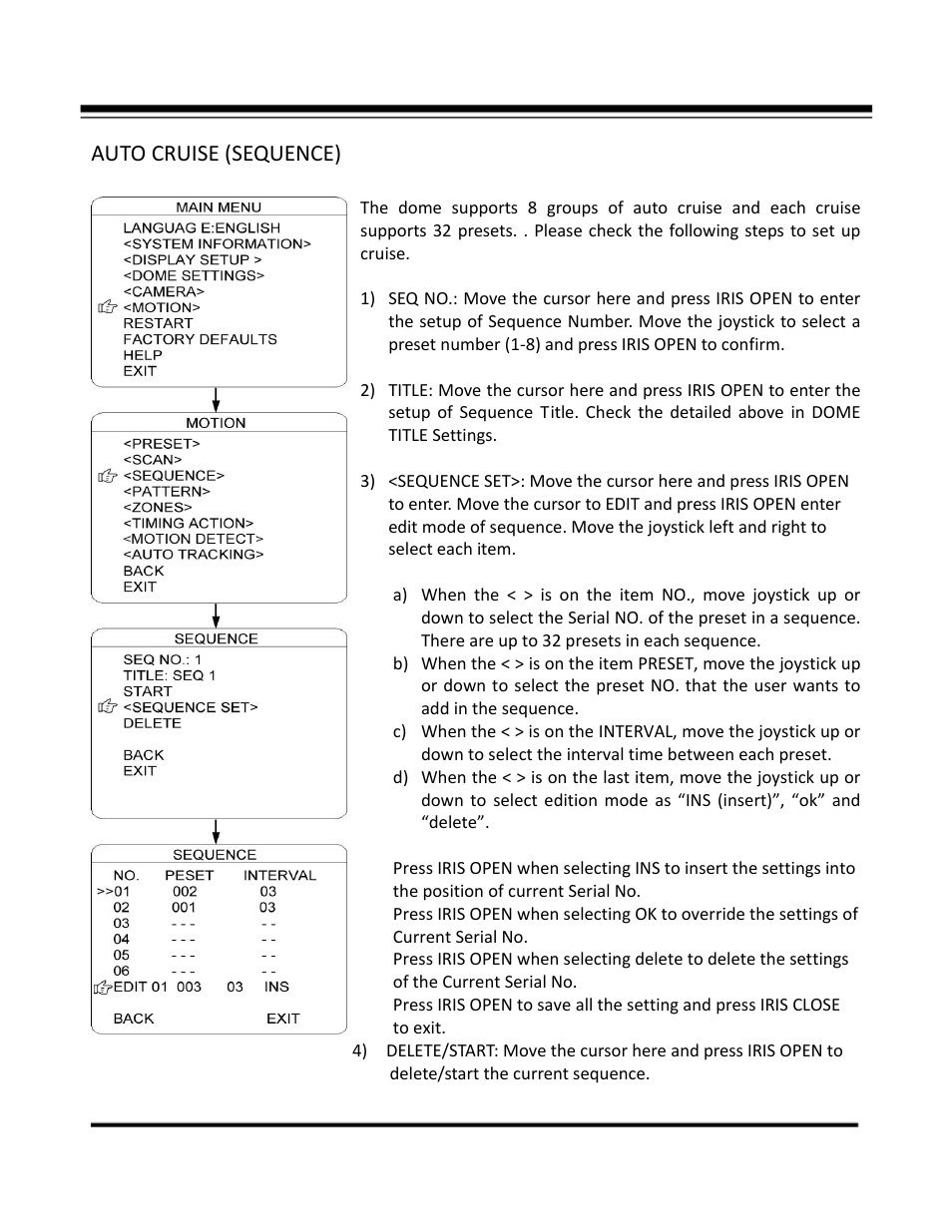 Auto cruise (sequence) | COP-USA CD59NV-IR35YK User Manual | Page 48 / 55