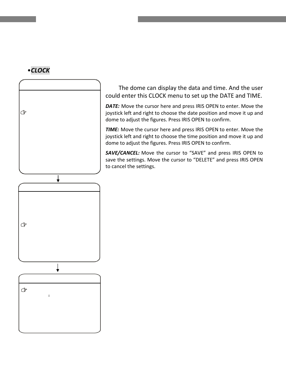 Ir speed dome operating manual, Clock | COP-USA CD59NV-IRWP User Manual | Page 25 / 52