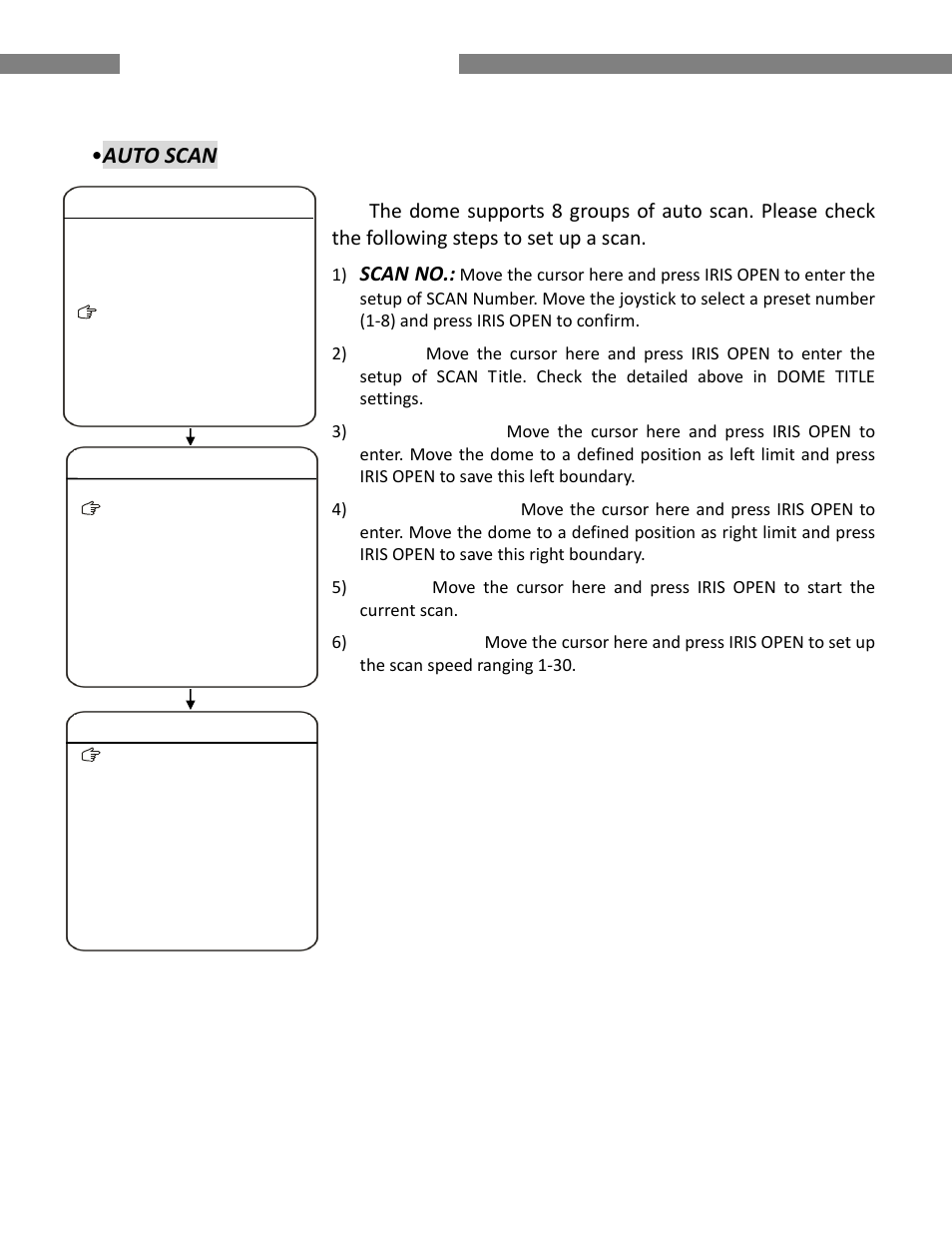 Ir speed dome operating manual, Auto scan, Scan no | COP-USA CD59NV-IRWP User Manual | Page 41 / 52