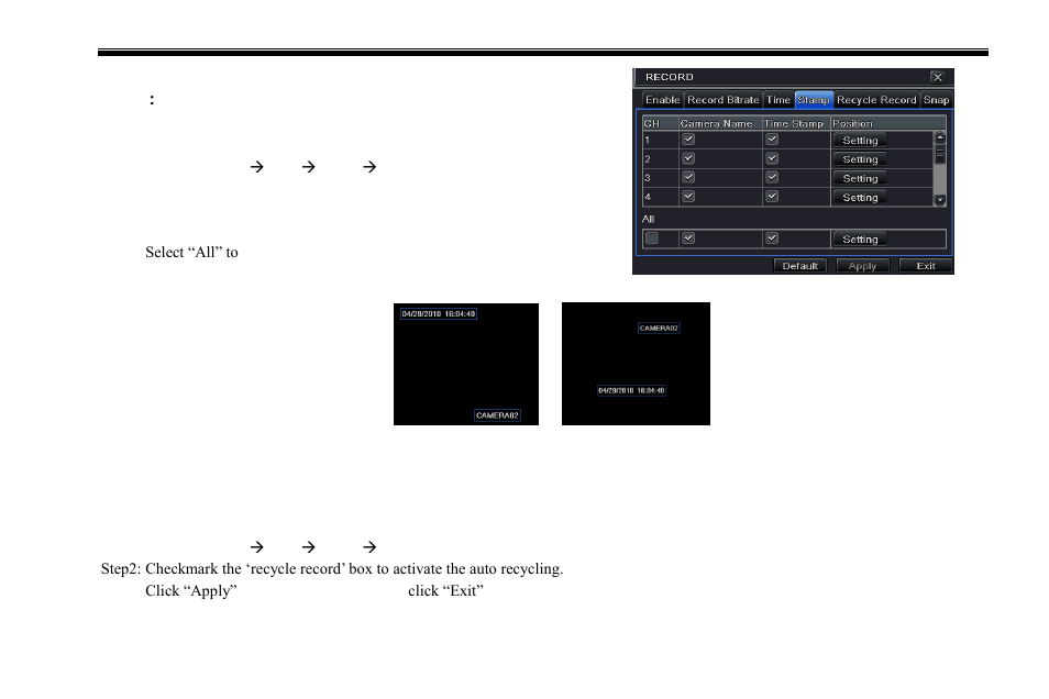 4 stamp, 5 recycle record | COP-USA DVR2708XD-M User Manual | Page 30 / 105