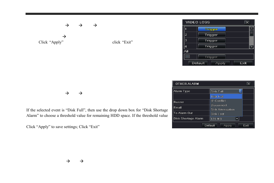 3 video loss, 4 other alarm, 5 alarm out | COP-USA DVR2708XD-M User Manual | Page 36 / 105