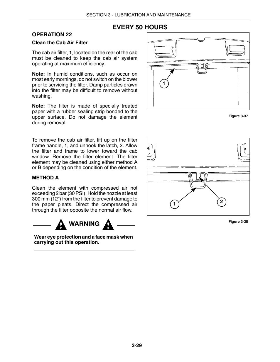 Every 50 hours, Warning | Buhler 2425 User Manual | Page 254 / 380