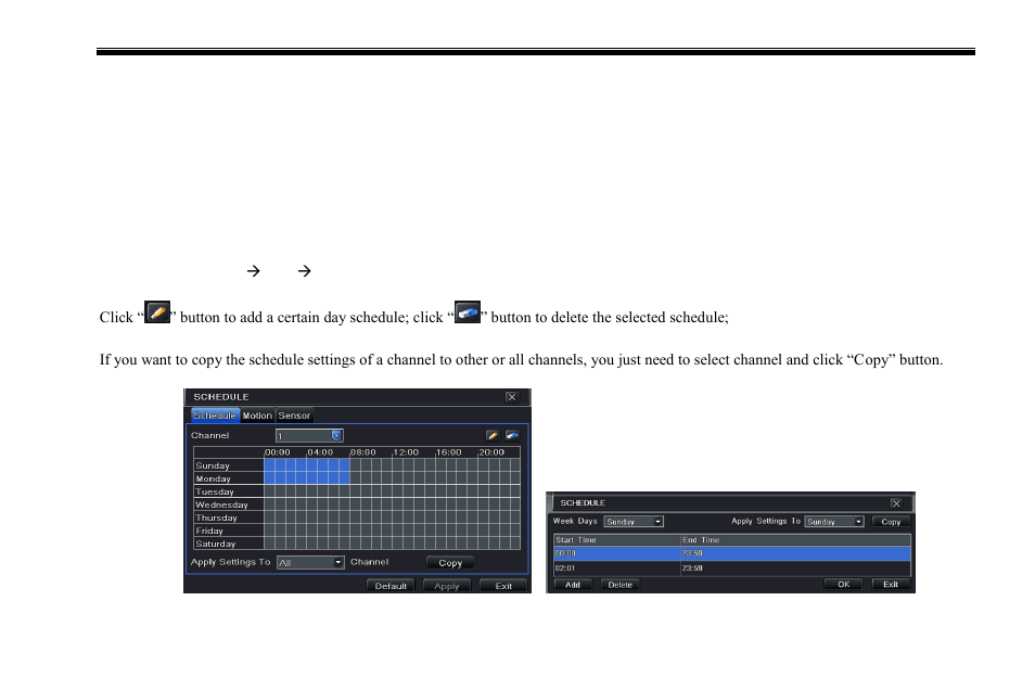 4 schedule configuration | COP-USA DVR2716XD-M User Manual | Page 31 / 105