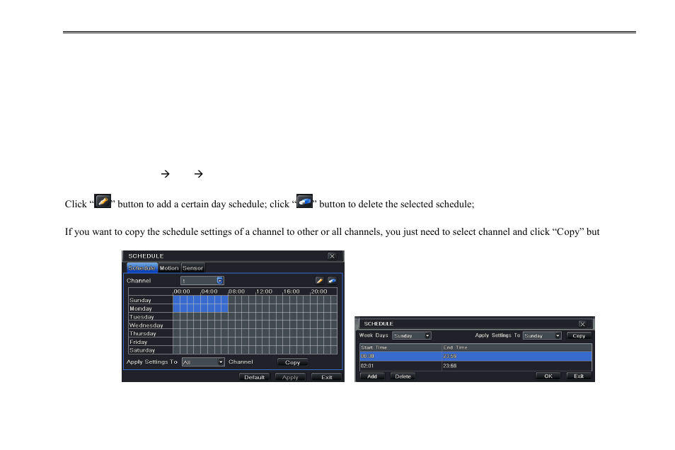 4 schedule configuration | COP-USA DVR2704XE-L User Manual | Page 27 / 114