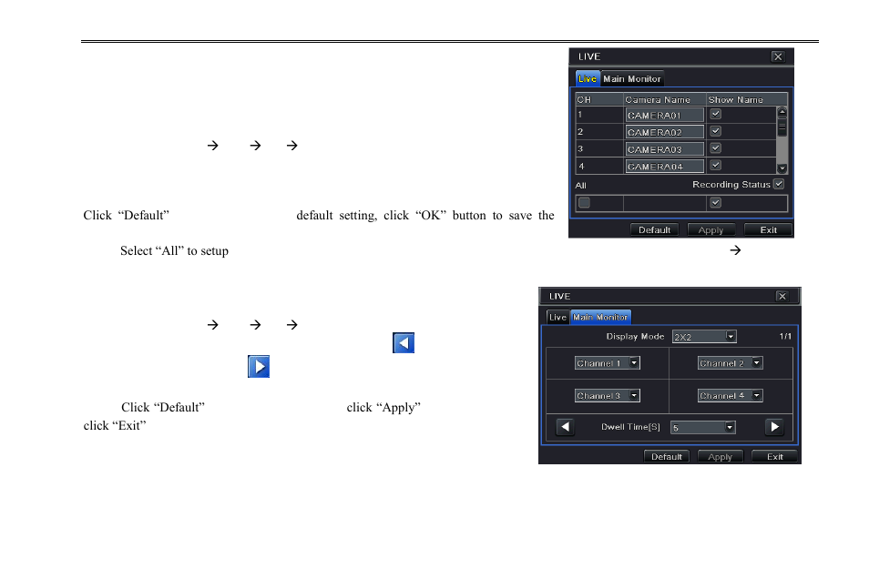 2 live configuration, 3 record configuration | COP-USA DVR2716XD-L User Manual | Page 24 / 118