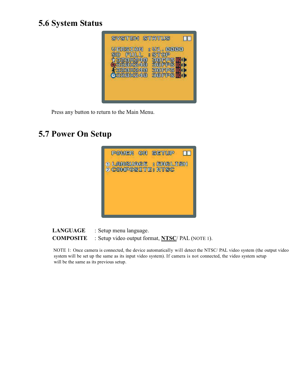 6 system status, 7 power on setup | COP-USA MC22-SDI User Manual | Page 35 / 39
