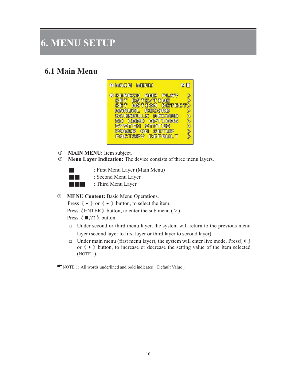 Menu setup ġ, 1 main menu | COP-USA MS1000 User Manual | Page 12 / 21