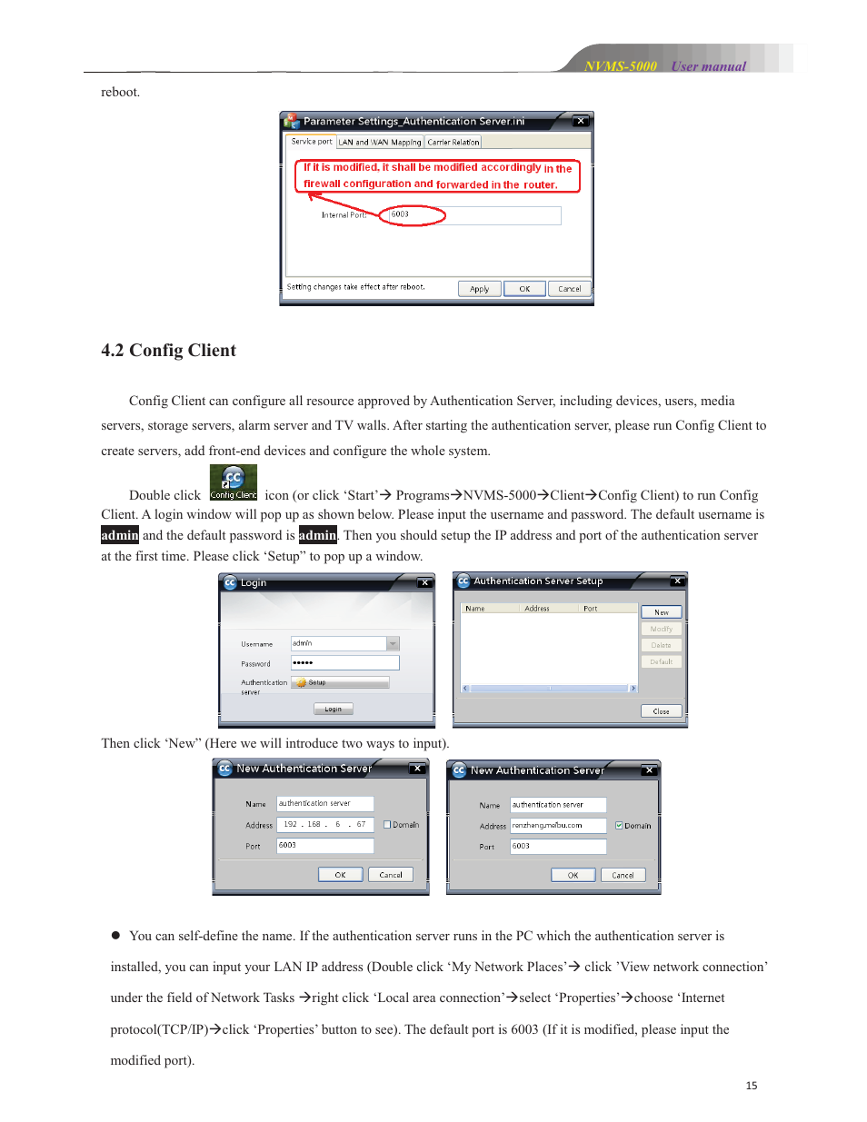 2 config client | COP-USA NVMS 5000 User Manual | Page 15 / 72