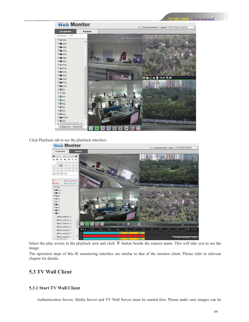 3 tv wall client | COP-USA NVMS 5000 User Manual | Page 64 / 72