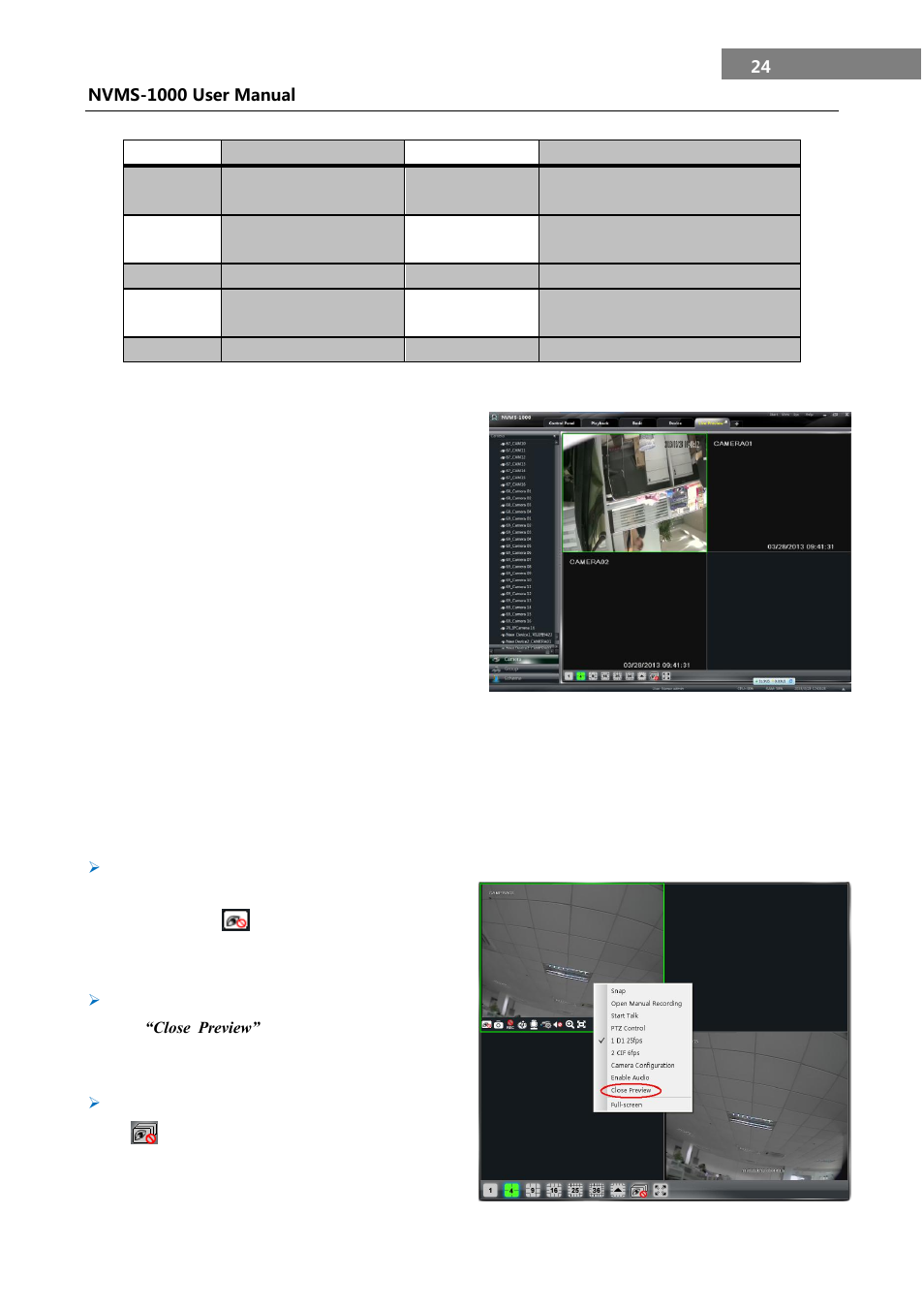 Preview, Monitory point preview, Stop preview | 1 preview | COP-USA NVMS 1000 User Manual | Page 27 / 55