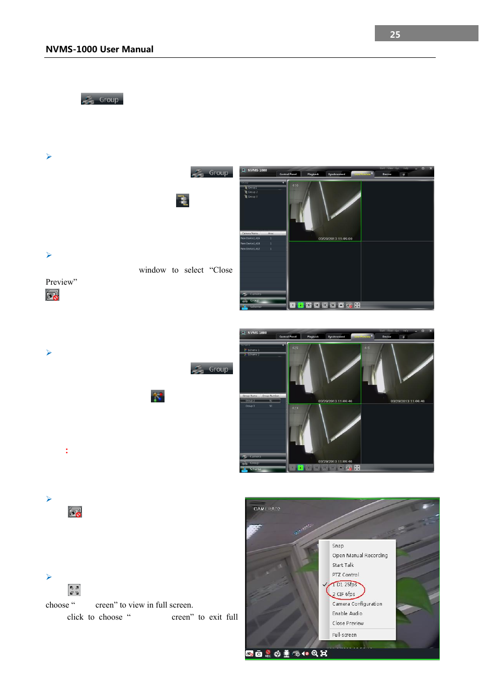 Dwell preview, Group dwell preview, Scheme dwell preview | Preview control, 2 dwell preview, 3 preview control | COP-USA NVMS 1000 User Manual | Page 28 / 55