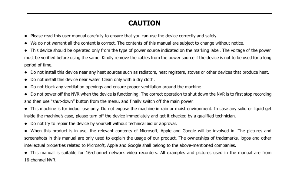 Caution | COP-USA NVR2816NE-L User Manual | Page 2 / 91