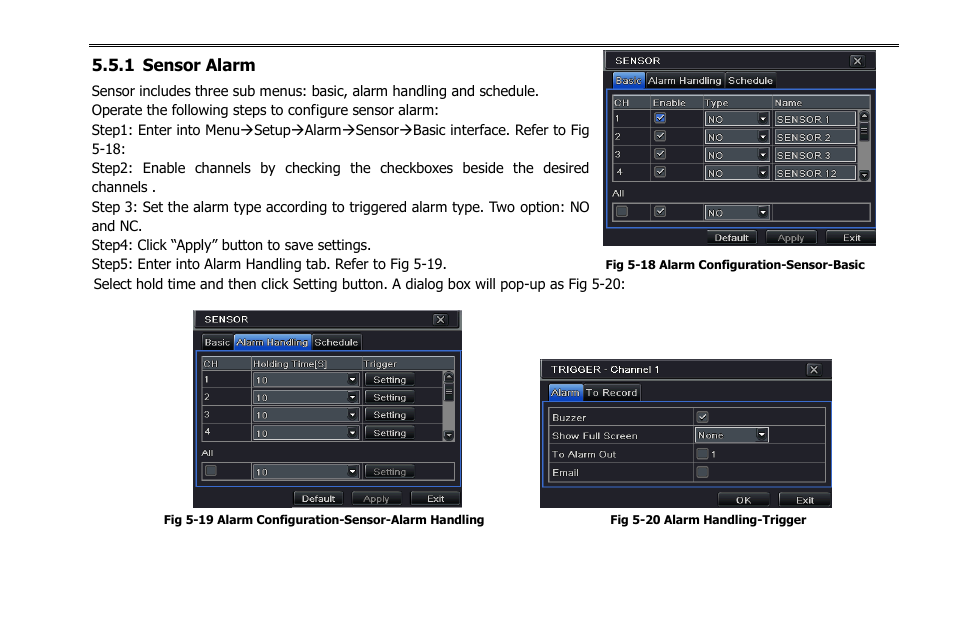 1 sensor alarm | COP-USA NVR2816NE-L User Manual | Page 34 / 91