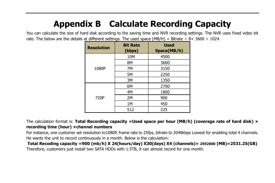 Appendix b calculate recording capacity | COP-USA NVR2816NE-L User Manual | Page 87 / 91