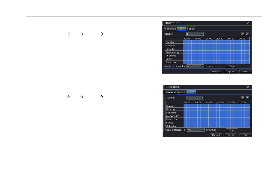 2 motion, 3 sensor, 5 alarm configuration | COP-USA DVR2304SE-B User Manual | Page 33 / 108