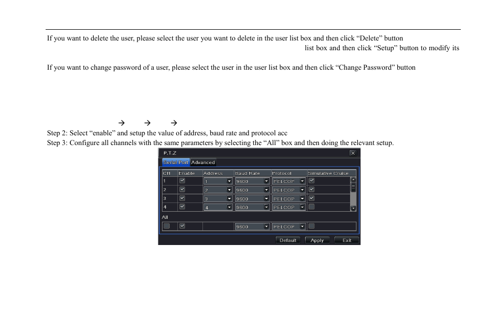 8 p.t.z configuration | COP-USA DVR2304SE-B User Manual | Page 45 / 108