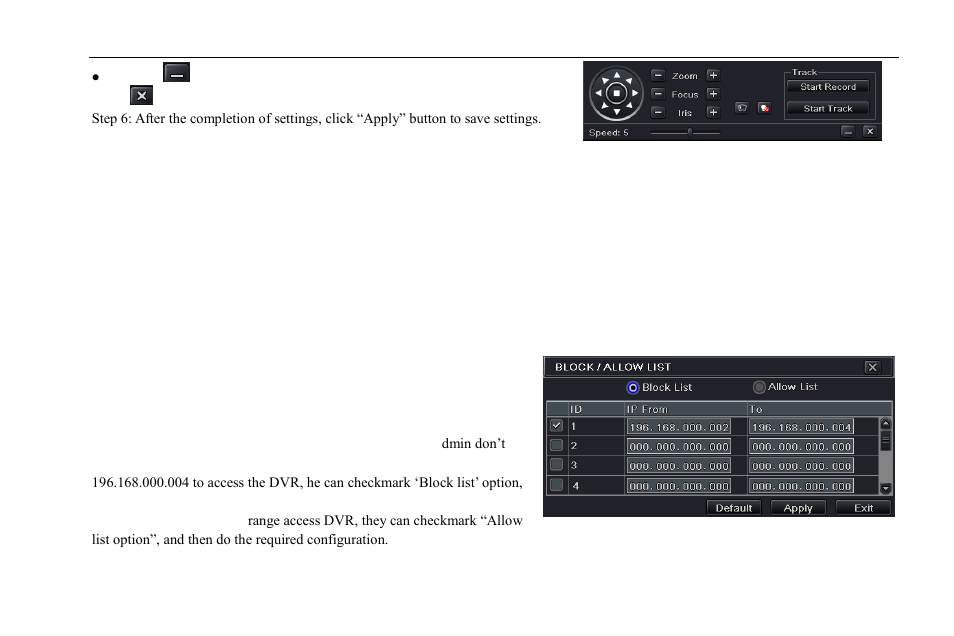 9 advanced, 1 reset, 2 import/export | 3 block/allow list | COP-USA DVR2304SE-B User Manual | Page 48 / 108