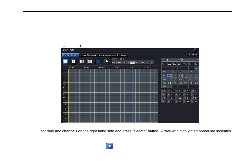 5 search, playback & backup, 1 time search | COP-USA DVR16HEC-960 User Manual | Page 49 / 124
