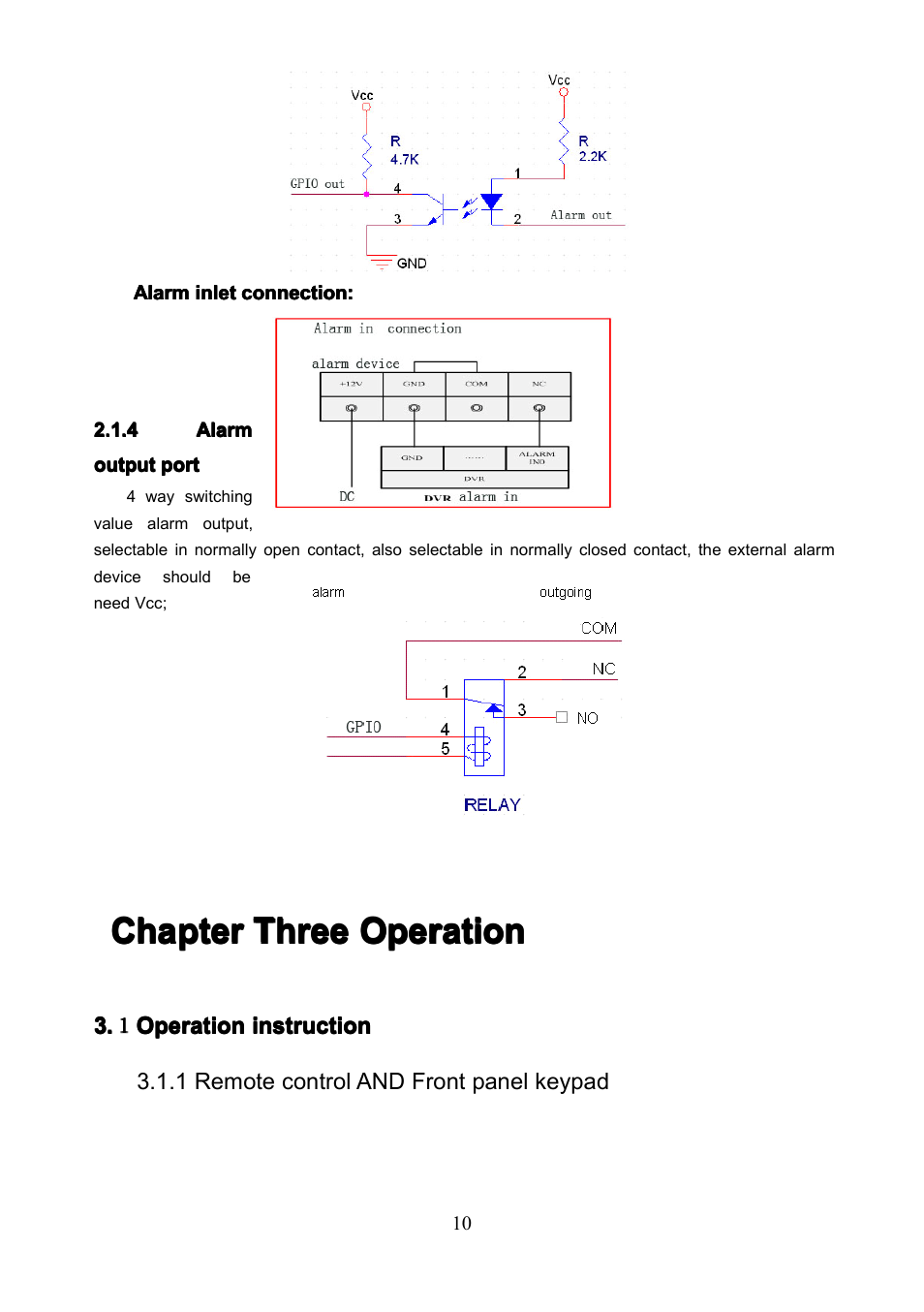Chapterthreeoperation, １operationinstruction, Chapter | Chapter three, Three, Three operation, Operation, １operation instruction | COP-USA PKG-DVR04 User Manual | Page 10 / 82