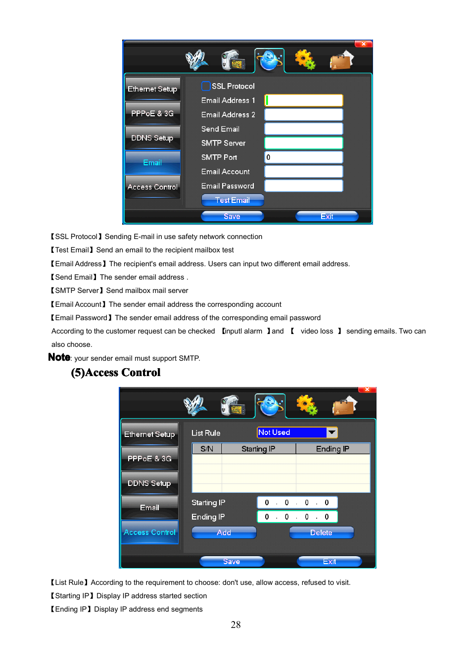 5)access, 5)access (5)access control control control control | COP-USA PKG-DVR04 User Manual | Page 28 / 82