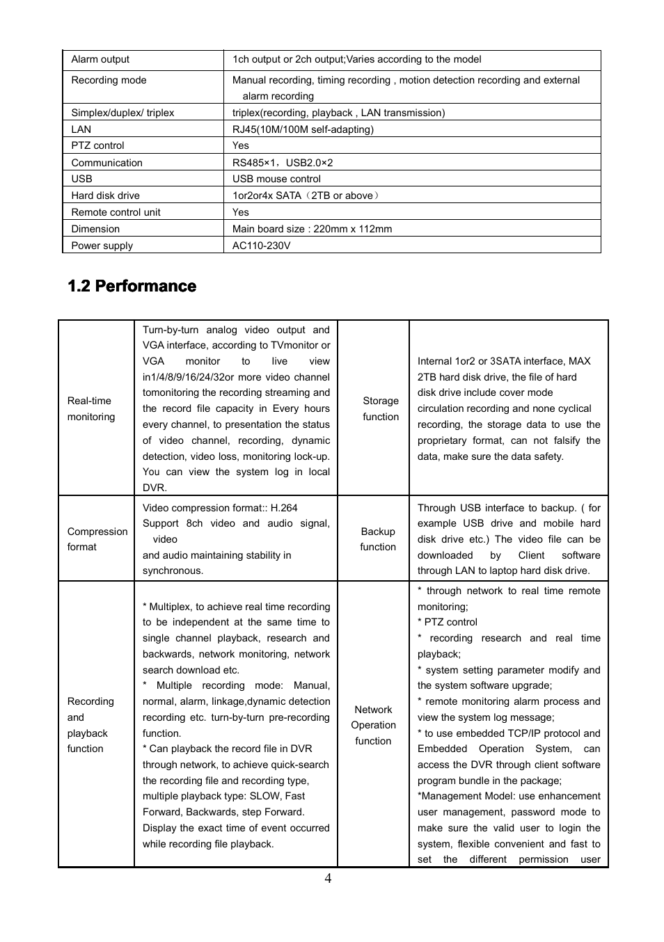 2performance, 2 performance | COP-USA PKG-DVR04 User Manual | Page 4 / 82