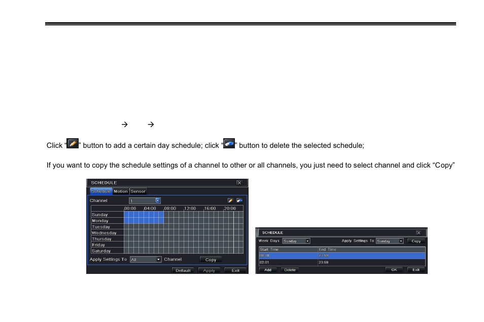 4 schedule configuration | COP-USA DVR2308SE-SL User Manual | Page 31 / 120