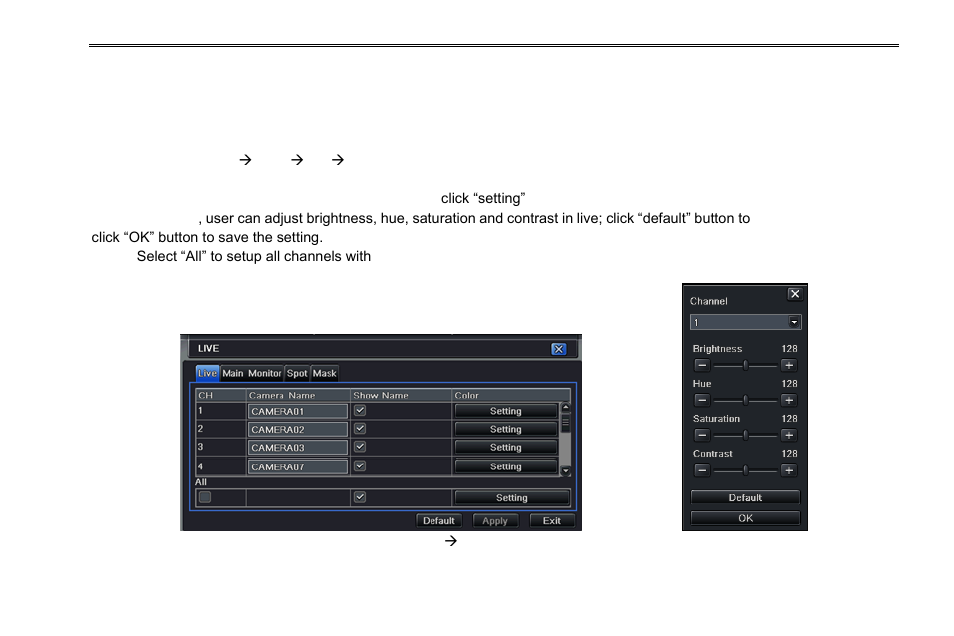 2 live configuration | COP-USA DVRC264-8ME-A User Manual | Page 25 / 107