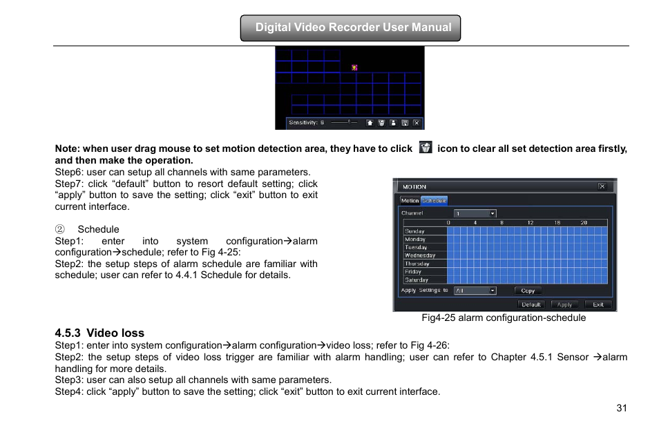 Video loss, 3 video loss | COP-USA DVRHD-16D1-HDMI User Manual | Page 37 / 124