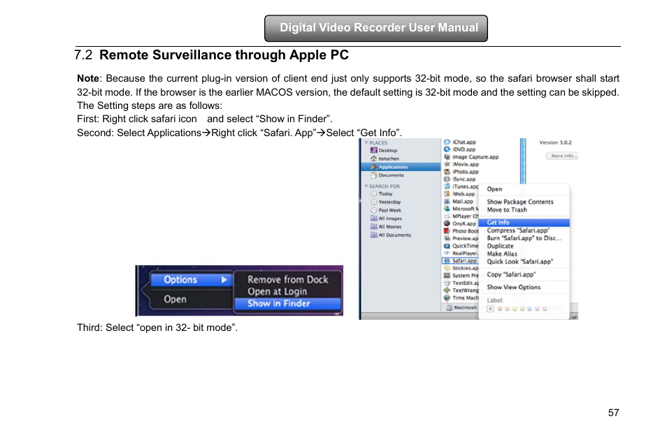 Remote surveillance through apple pc, 2 remote surveillance through apple pc | COP-USA DVRHD-16D1-HDMI User Manual | Page 63 / 124