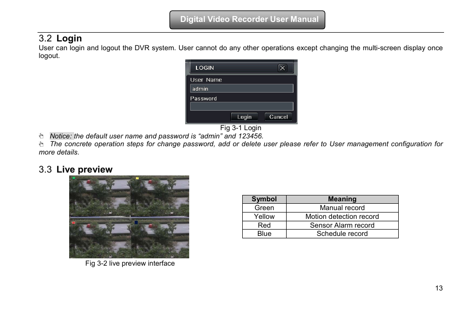 Login, Live preview, 2 login | 3 live preview | COP-USA DVRHD-8D1 User Manual | Page 19 / 124