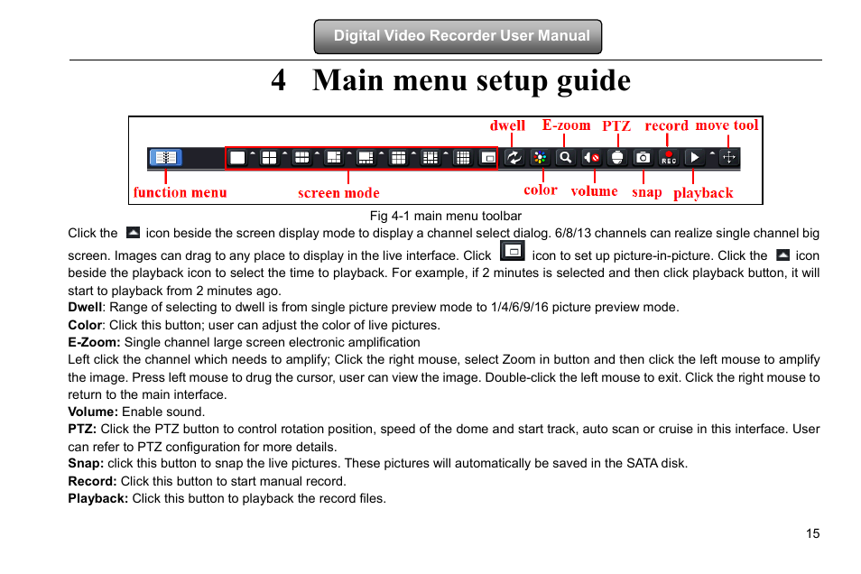 Main menu setup guide, 4 main menu setup guide | COP-USA DVRHD-8D1 User Manual | Page 21 / 124