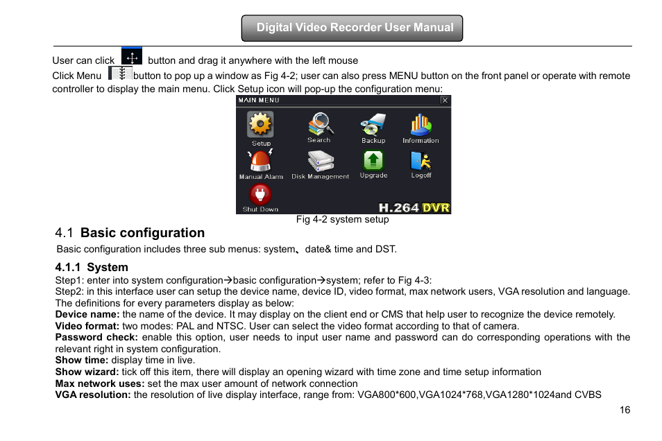 Basic configuration, System, Show time: display time in live | 1 basic configuration, 1 system | COP-USA DVRHD-8D1 User Manual | Page 22 / 124