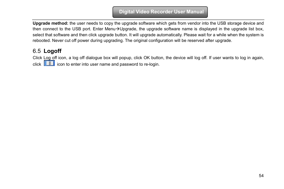Logoff, 5 logoff | COP-USA DVRHD-8D1 User Manual | Page 60 / 124